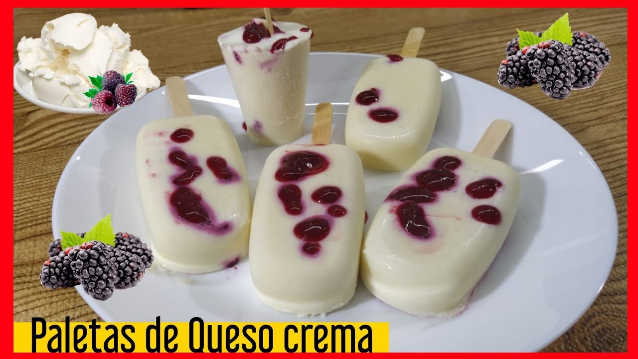 PALETAS DE QUESO CREMA Y MORAS/ HELADOS CASEROS DE QUESO CREMA / DELICIOSOS HELADOS CASEROS CREMOSOS