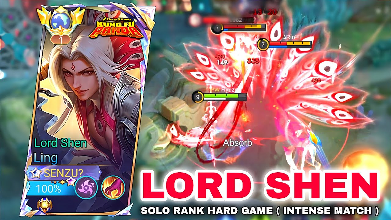 LING LORD SHEN SOLO RANK GAMEPLAY ( HARD GAME ) BEST ROTATION FOR GET WINSTREAK - Mobile Legends