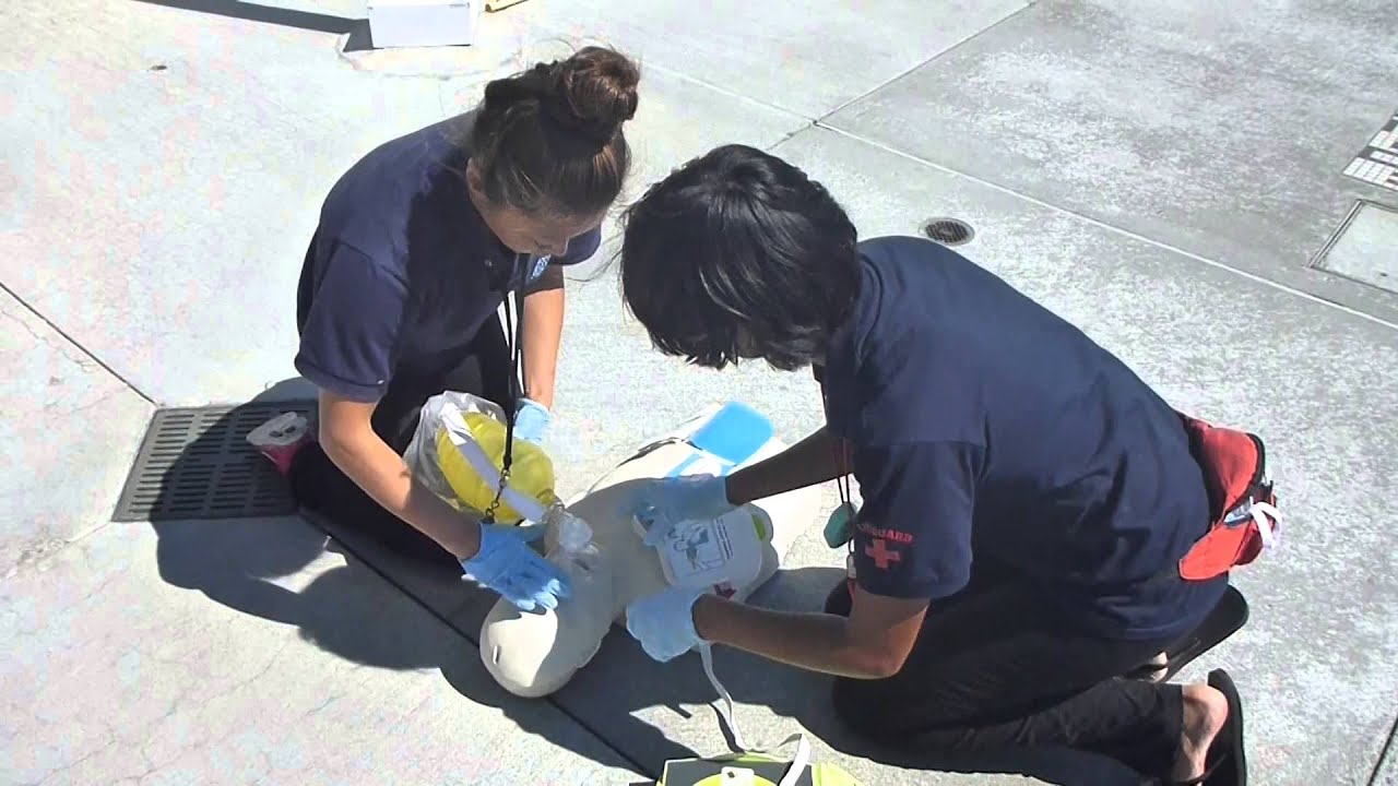 Lifeguarding Drill: 2-Rescuer CPR/AED with BVM Prog(Rescuer returns)