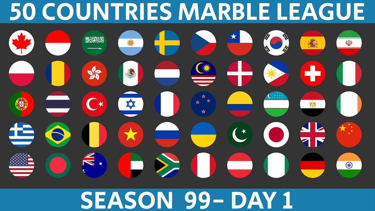 50 Countries Marble Race League Season 99 Day 1/10 Marble Race in Algodoo