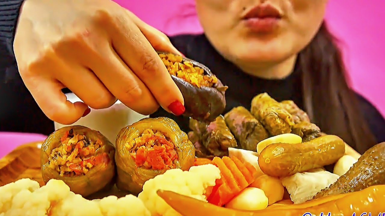 TURKISH FOOD DOLMA /KARIŞIK TURŞU ASMR MUKBANG #turkishfood #sarma
