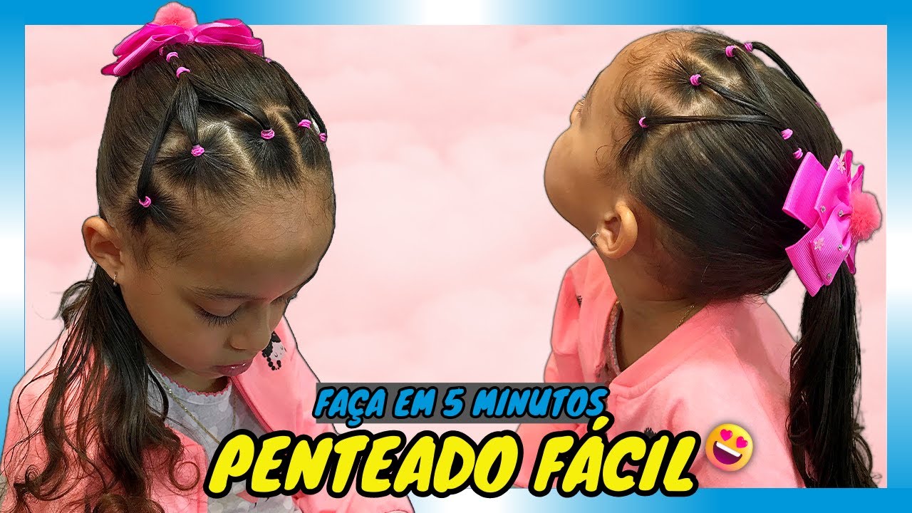 PENTEADO INFANTIL SIMPLES E FÁCIL COM LIGUINHAS / para cabelo infantil