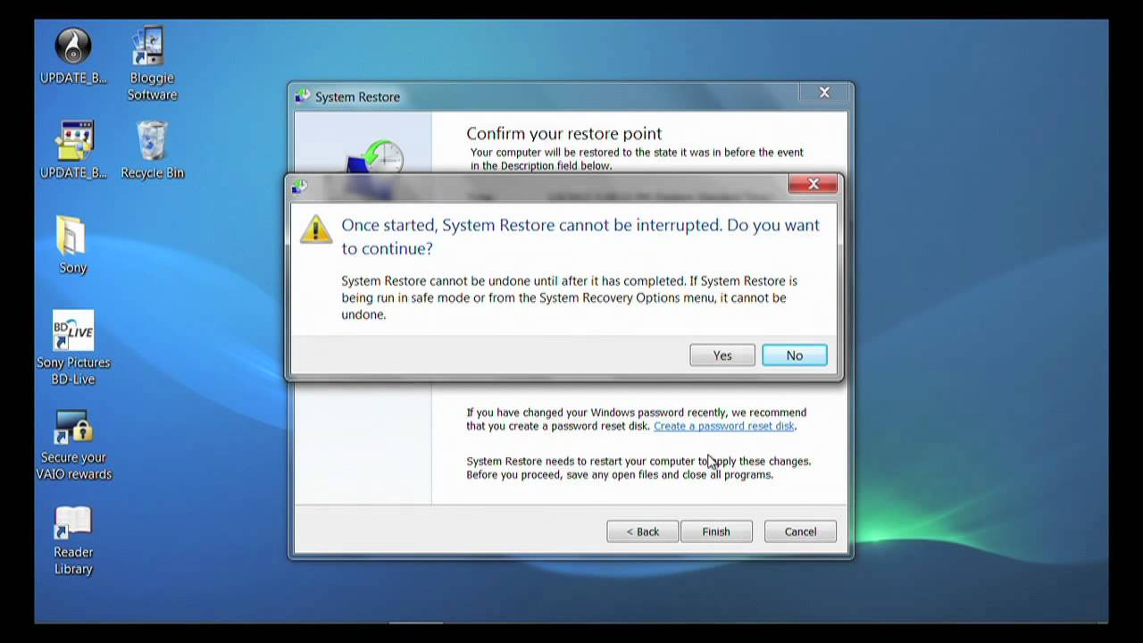 Sony VAIO® - How to perform a system restore on your Sony VAIO