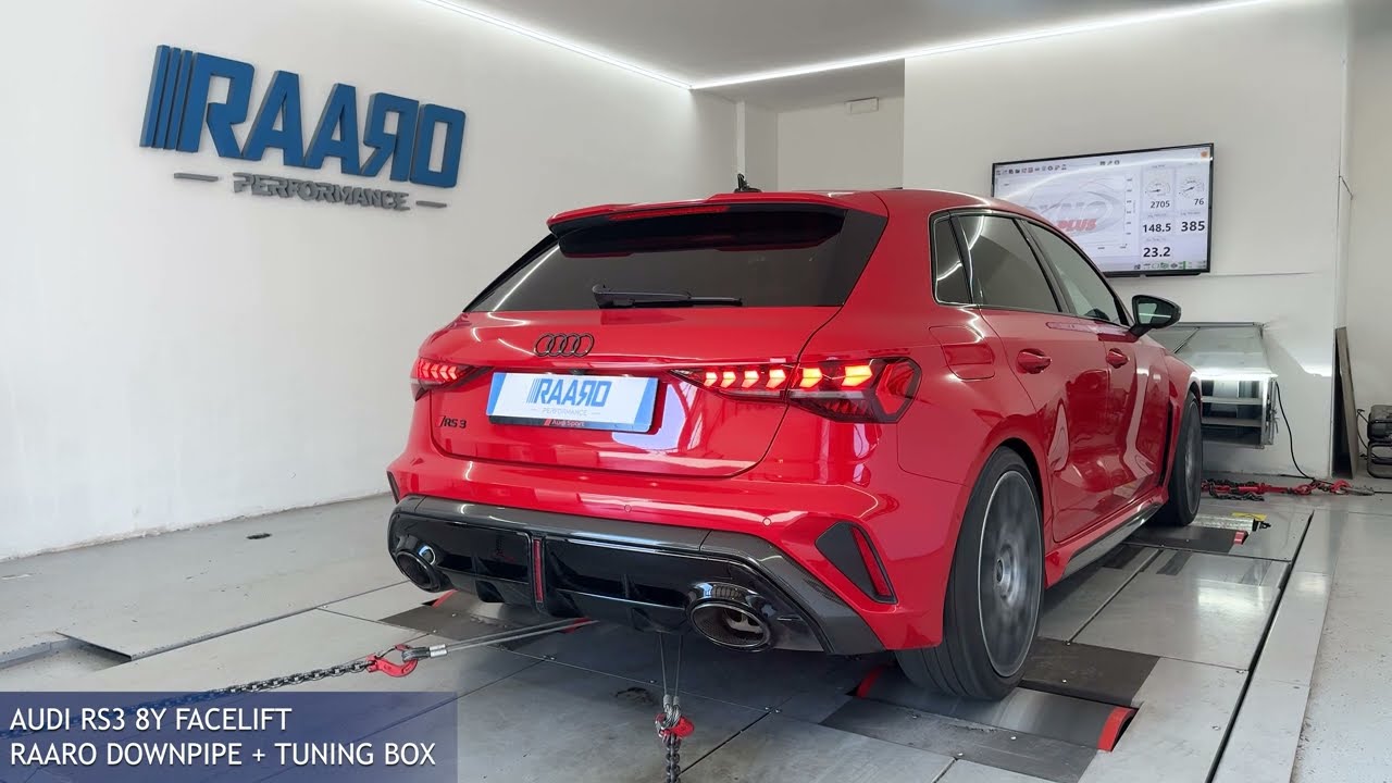 2025 Audi RS3 8.5Y Facelift - RAARO Performance Downpipe + Stage 2 (tuning box) - Dyno Test + Dragy