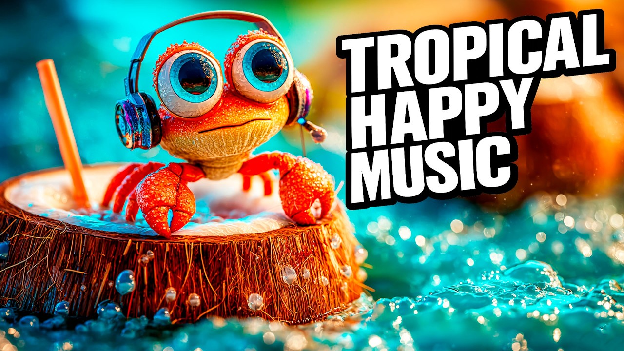 Tropical Happy Music for a Beach Reset ☀️🦀 Ocean Session • Crab DJ on Coconut Rim