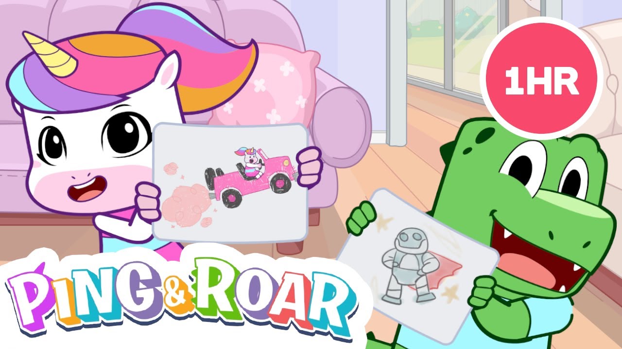 ⏰1 HOUR LONG | Cute Little Dinosaur Cartoon | Ping & Roar | 35