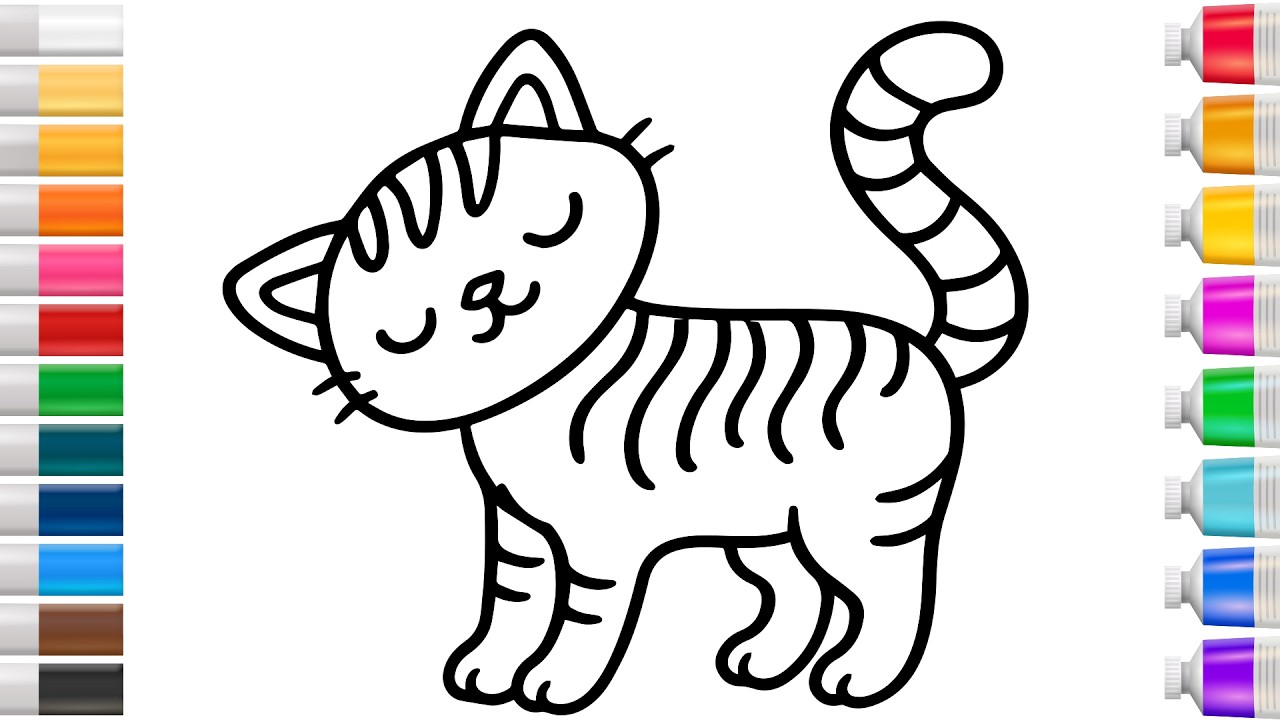 🐈 Drawing and Coloring a Cute Cat | Easy Step By Step Tutorial