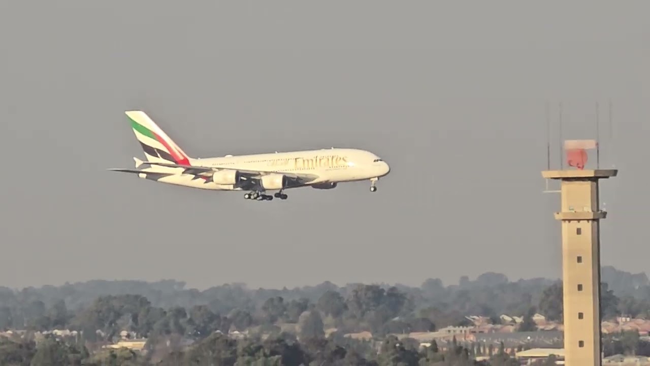 Emirates A380 landing at O.R Tambo international airport, johannesburg,SA.