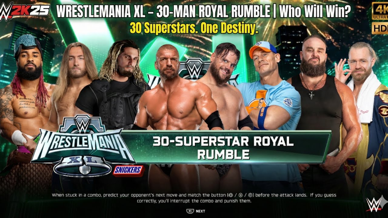 30-Man Royal Rumble Match – WrestleMania XL | No Commentary | WWE 2K25 4K HDR