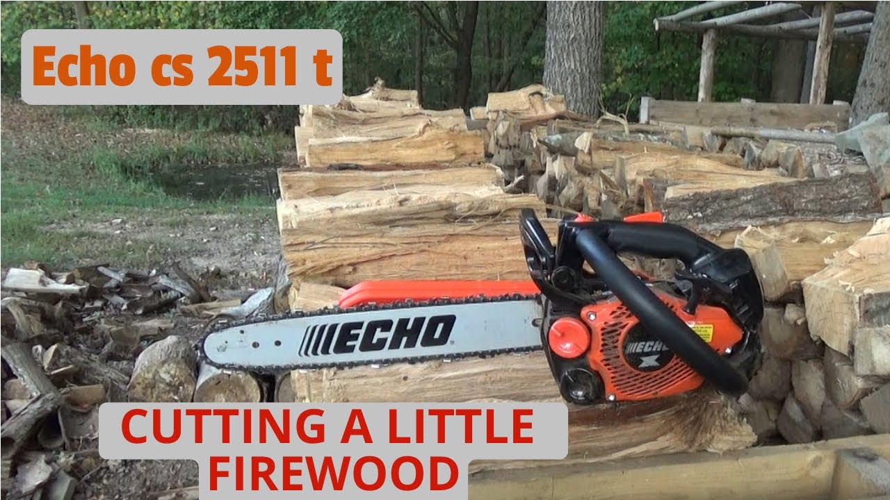 ECHO CS 2511 T CUTTING A LITTIE FIRE PIT WOOD, CHUNKING, AND STACKING