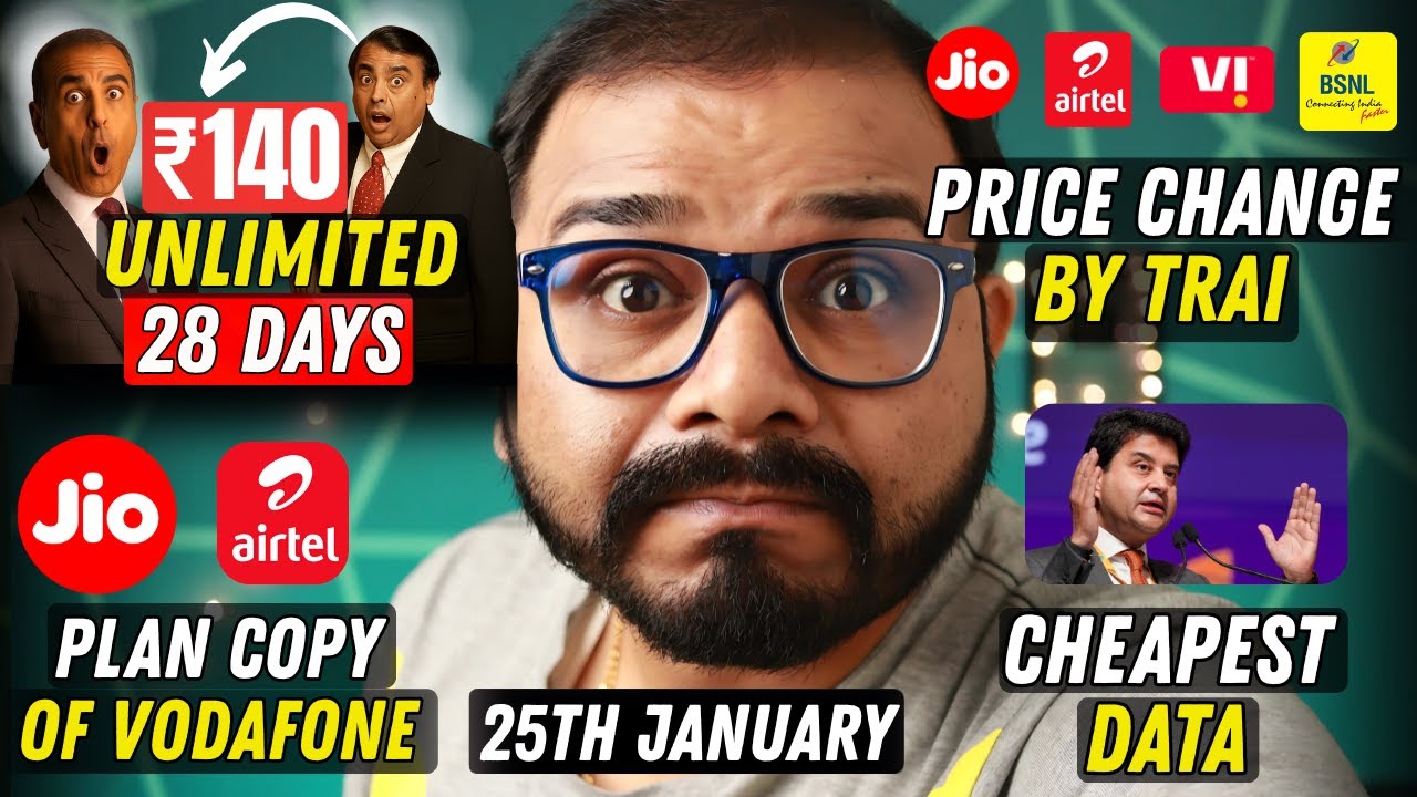 Monthly Rs.140 Unlimited Calls & DATA | New Price by TRAI, Jio & Airtel Copied Vodafone Idea's Plan
