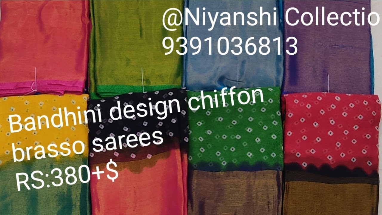 Bandhini design brasso sarees RS:380+$@Niyanshi Collection#niyanshicollection #dailywaresarees