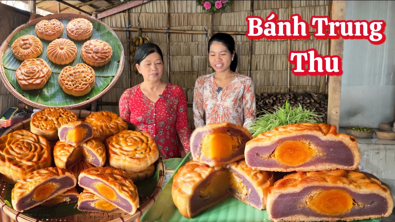 BÁNH TRUNG THU nhân khoai môn chà bông trứng muối ngon vị tự nhiên cách làm quá dễ 