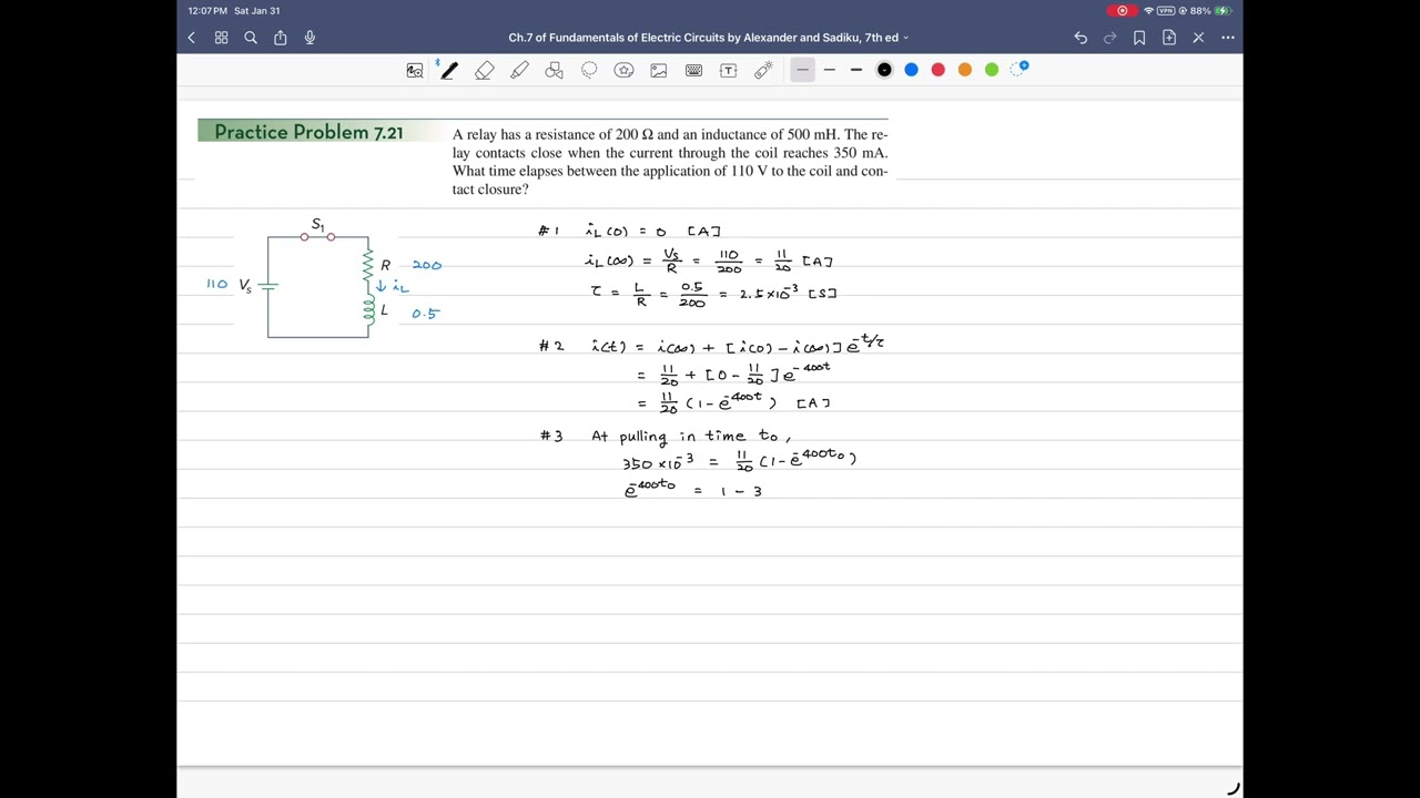 Practice Problem 7.21, Fundamentals of Electric Circuits, 7th ed, by Alexander, Sadiku