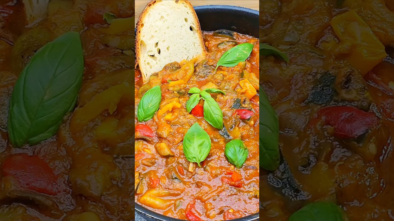 Peperonata mit Auberginen - Bunte Paprika | ASMR 