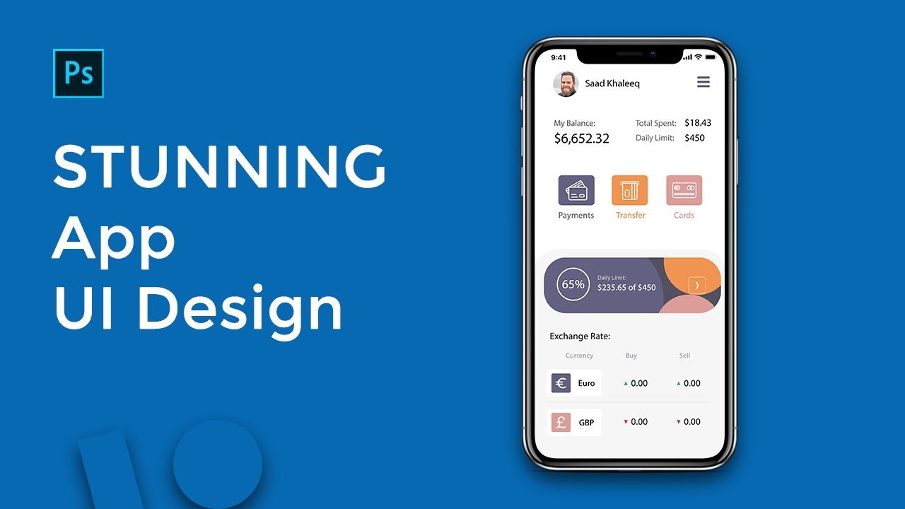 Stunning Mobile App UI design in Photoshop | UI Design tutorial
