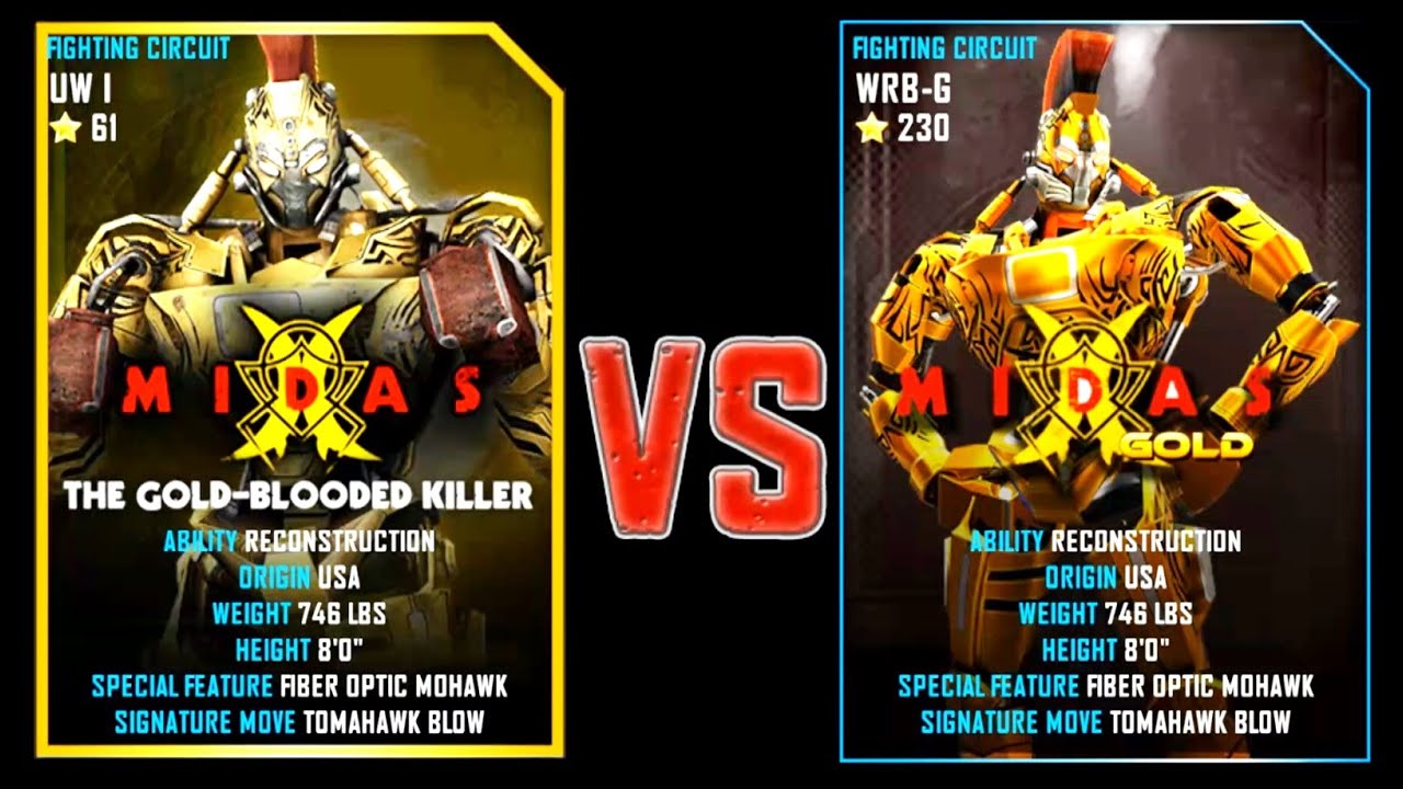 REAL STEEL WRB Midas (Champion)(61) VS Midas Gold (Champion)(230) New Robots UPDATE (Живая сталь)