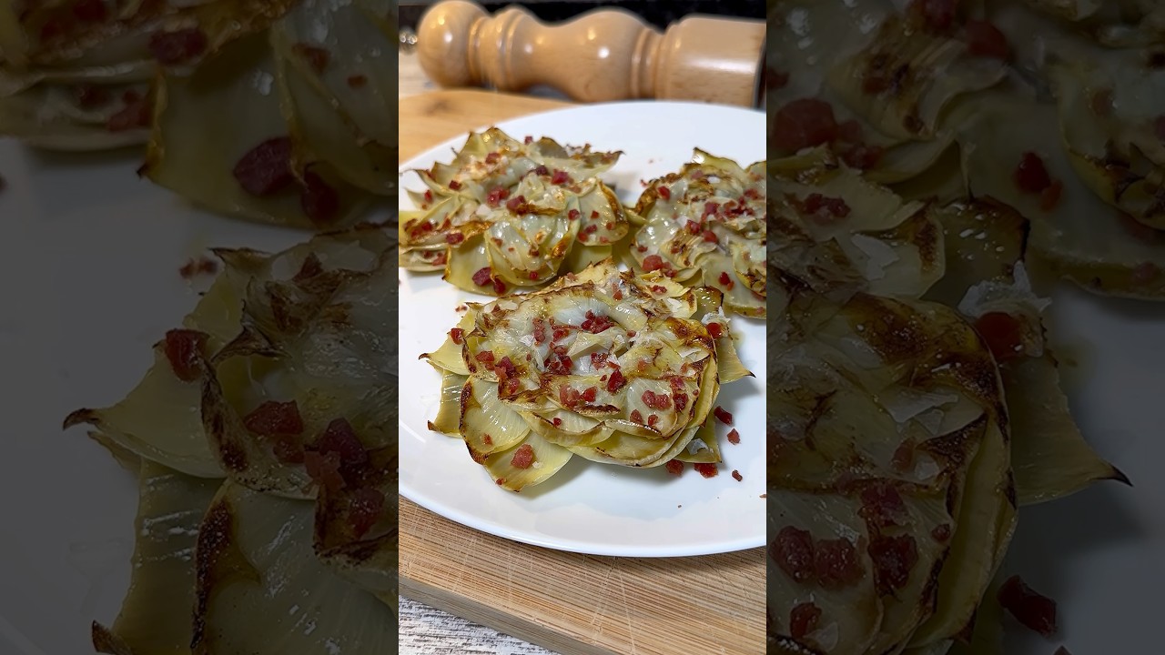 FLORES DE ALCACHOFA CON JAM&Oacute;N 👨🏻&zwj;🍳 #youtubeshorts #recetas