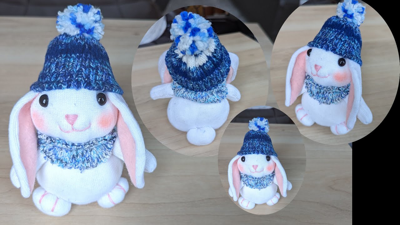 ทำตุ๊กตากระต่ายจากถุงเท้า เย็บมือ งานฝีมือง่ายๆ DIY rabbit from kid sock very easy sewing by hand.
