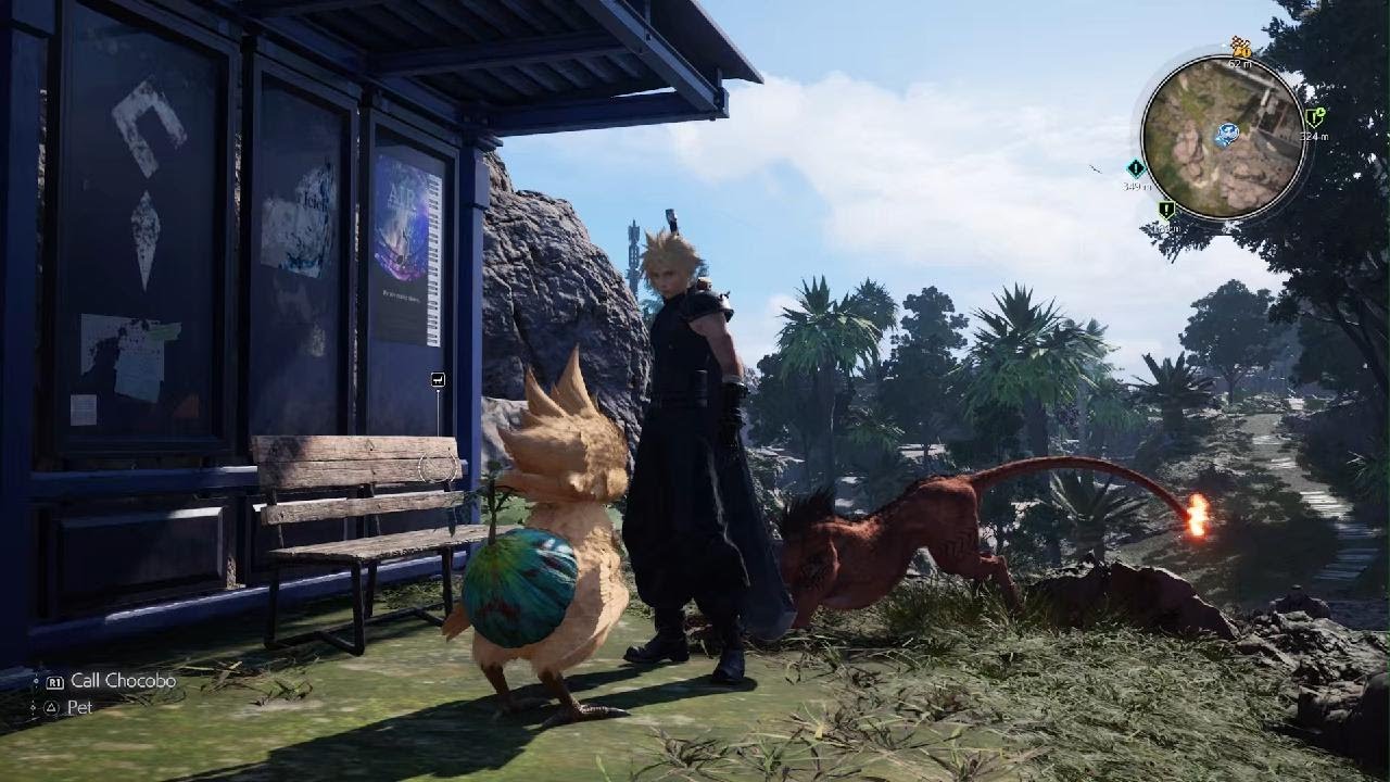 FINAL FANTASY VII REBIRTH - Cloud smiles petting Chocobo Chick