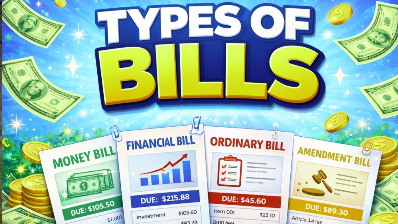 Types of Bills in India | Money Bill | Financial Bill | Ordinary Bill | Amendment Bill