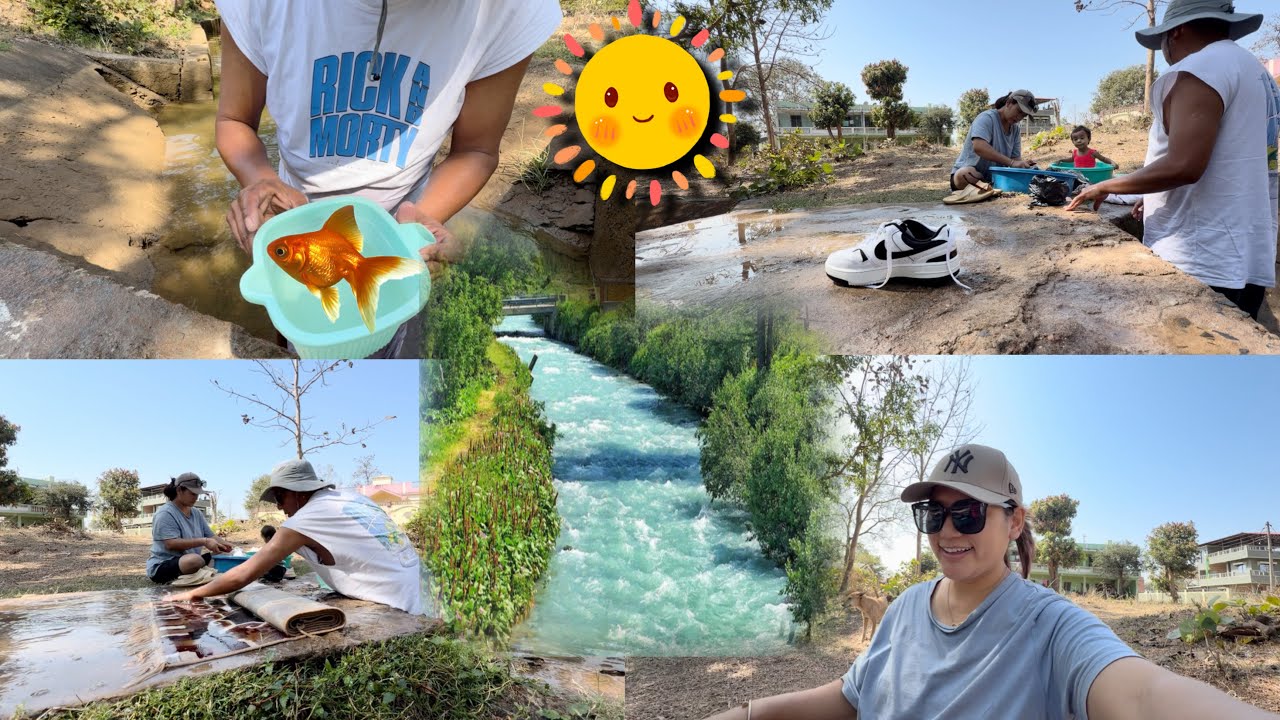 Went to the river to wash carpet and shoes 👟 || My husband caught a fish 🐟 💦|| Happy Family Time ✨🎀🫶