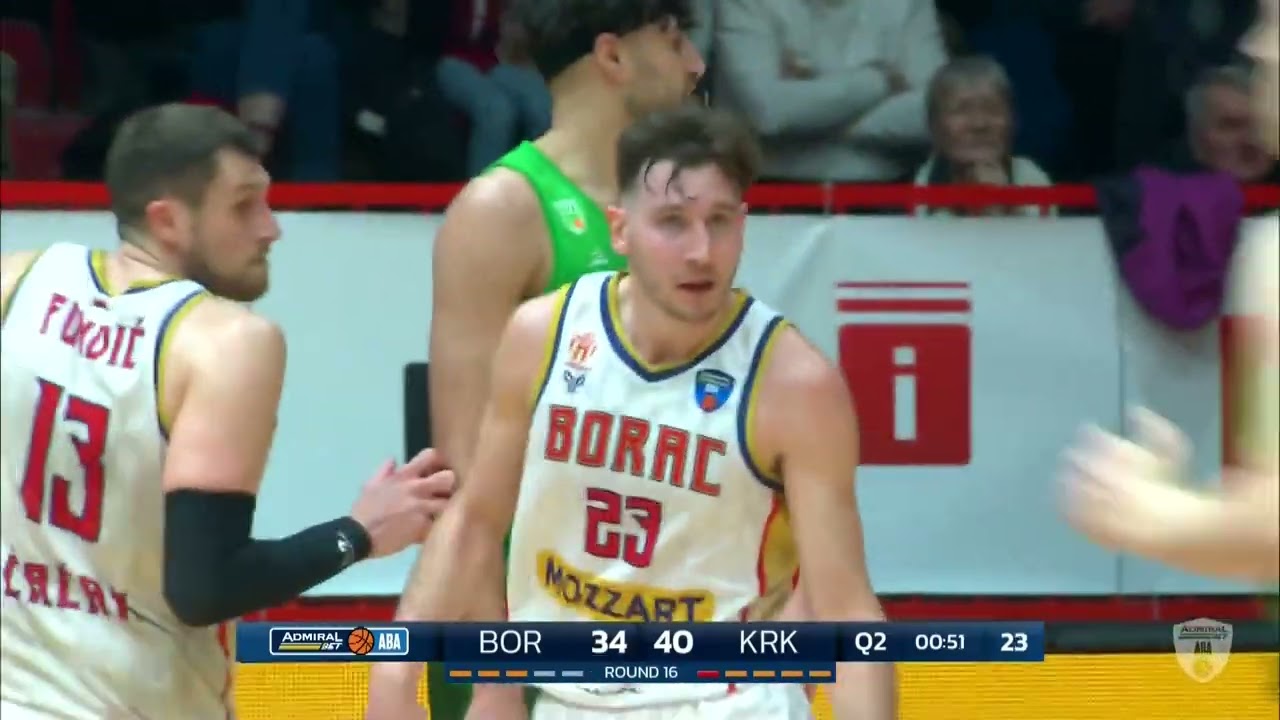 AdmiralBet ABA League 2025/26, extended highlights, Round 16: Borac Mozzart - Krka (24.1.2026)