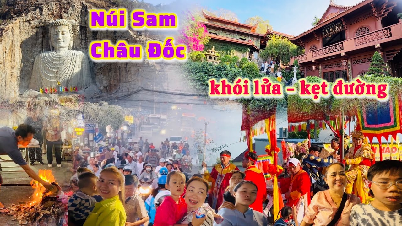 An Giang| Dạo quanh Núi Sam hàng 1000 người xuống đường xả xui khói lửa mịt mù |TrNQ