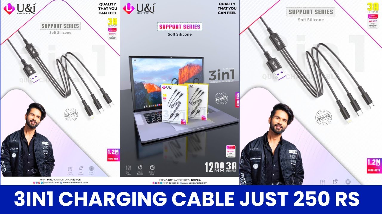 3 in 1 multi usb charging cable unboxing n review 2024 l multiport charging cable 3in1 uni