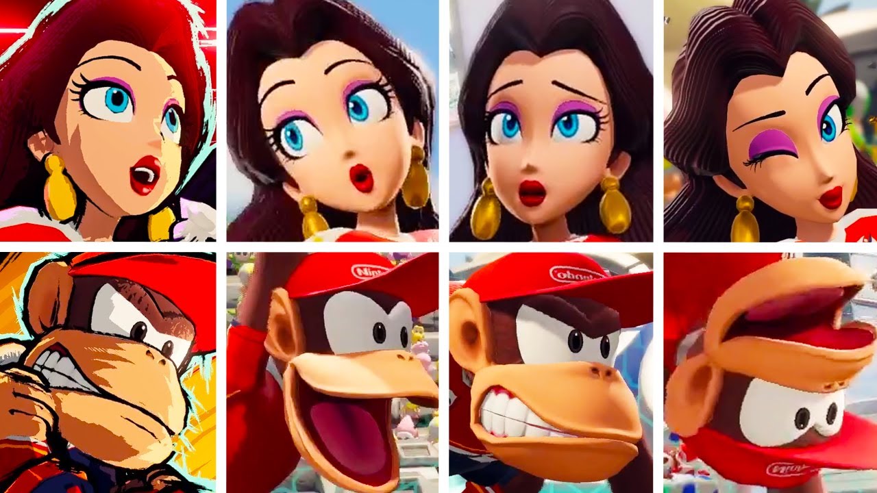Mario Strikers Battle League DLC 2 - Pauline & Diddy Kong Animations (Hyper Strike, Losing etc.)
