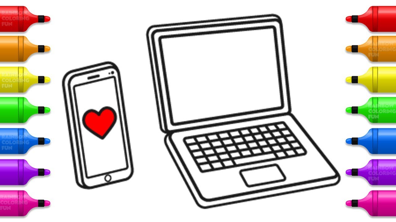 Laptop and Phone Coloring & Drawing for Kids | Fun Coloring Pages for Children