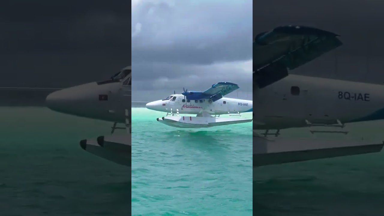 Seaplane landing water Maldives #maldives #seaplane #male #maldivestourism#shorts #tunakoba