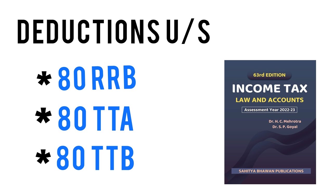DEDUCTION UNDER SECTION 80RRB || 80TTA || 80TTB || INCOME TAX || BCOM