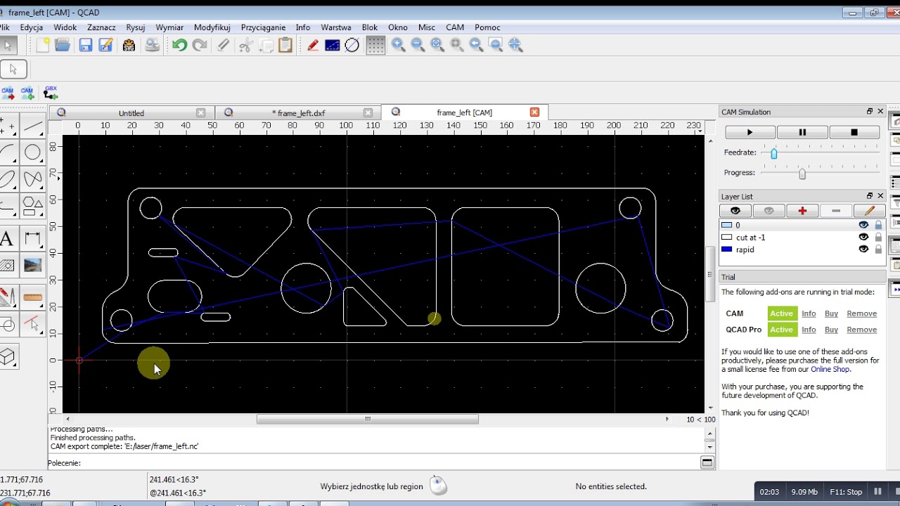 QCad CAM - GCODE - GRBL