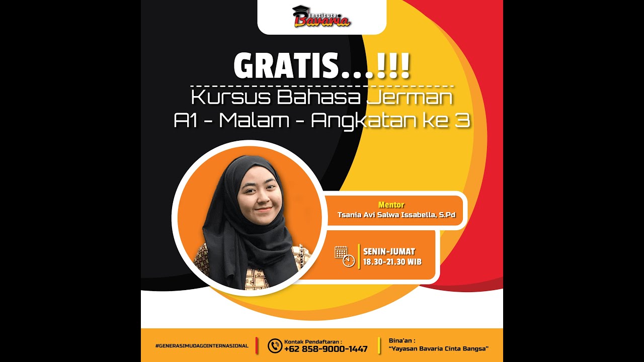 Kursus Bahasa Jerman A1 Malam - Pertemuan 1 - Angkatan 3 - Bavaria Institute