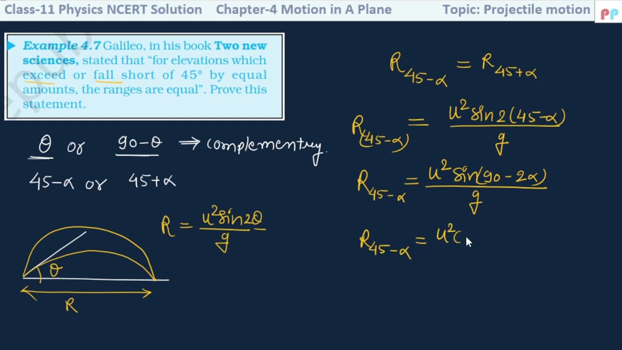 Example 4.7 Class 11 Physics NCERT Chapter 4 Motion in a plane Solution