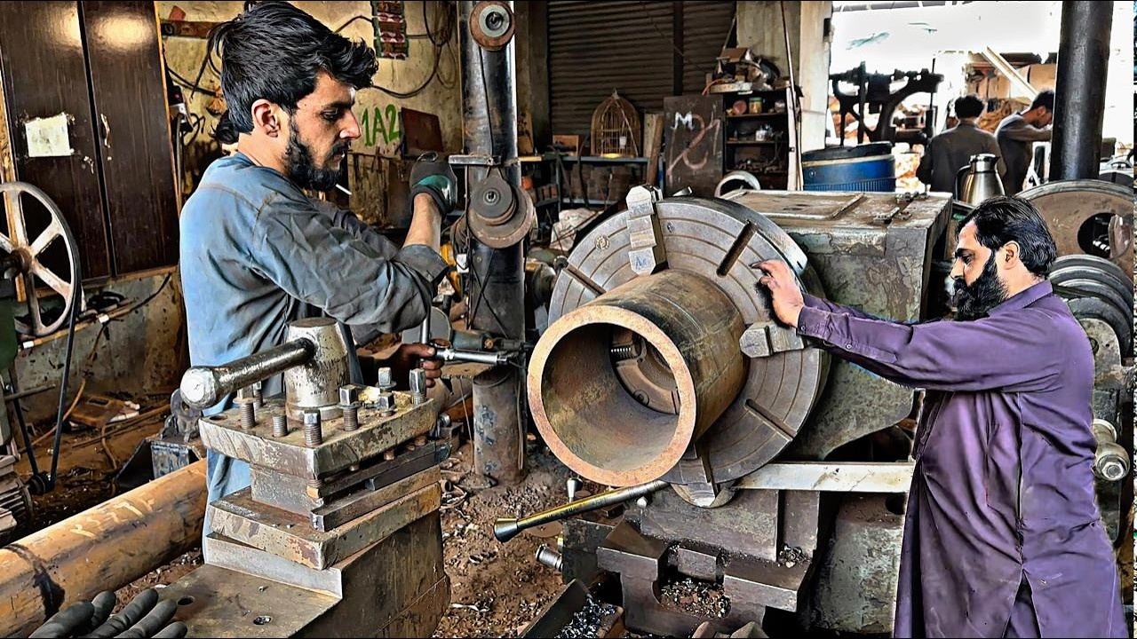 Heavy Boring Machine Work | Making a Massive Steel Pipe in the Workshop