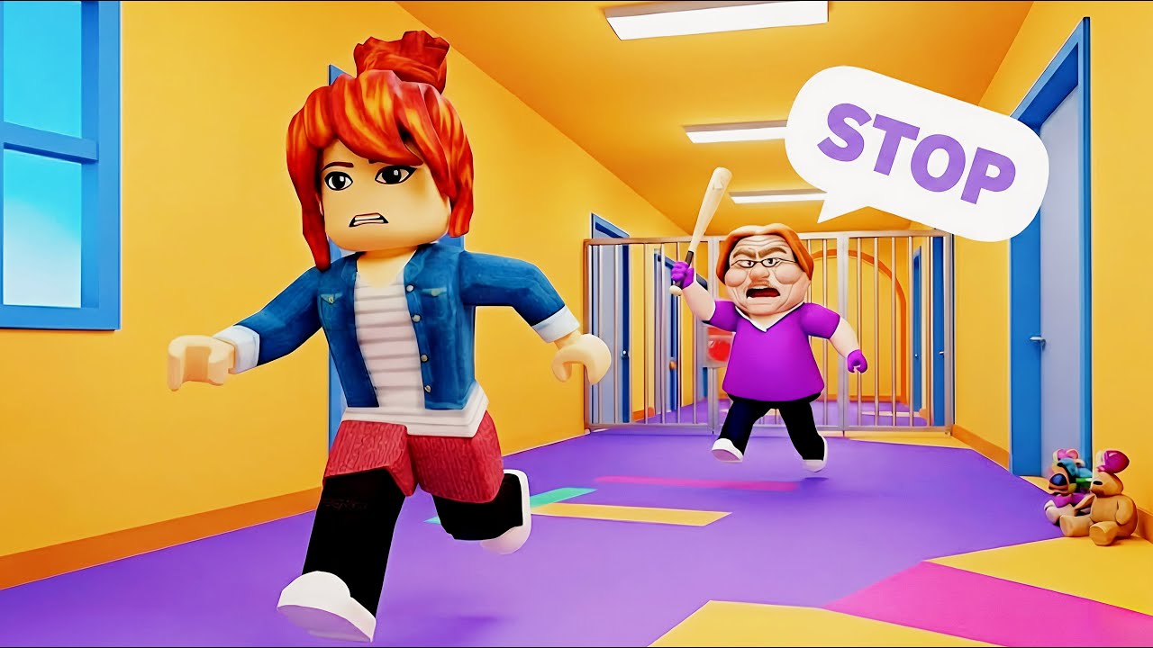 SZALONA BABA ZAMKNĘŁA MNIE W PRZEDSZKOLU?! UCIECZKA ROBLOX
