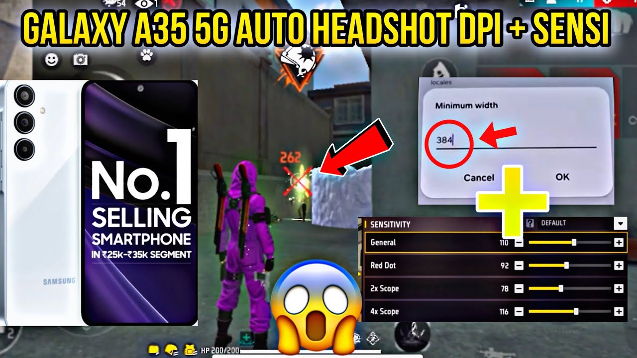 Samsung galaxy a35 dpi free fire || best dpi setting for Samsung a35
