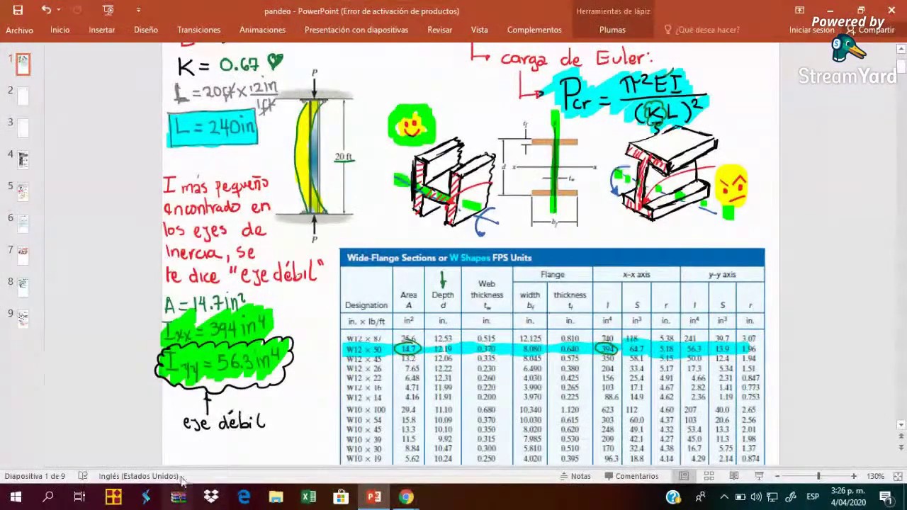 pandeo de columnas ejercicios resueltos