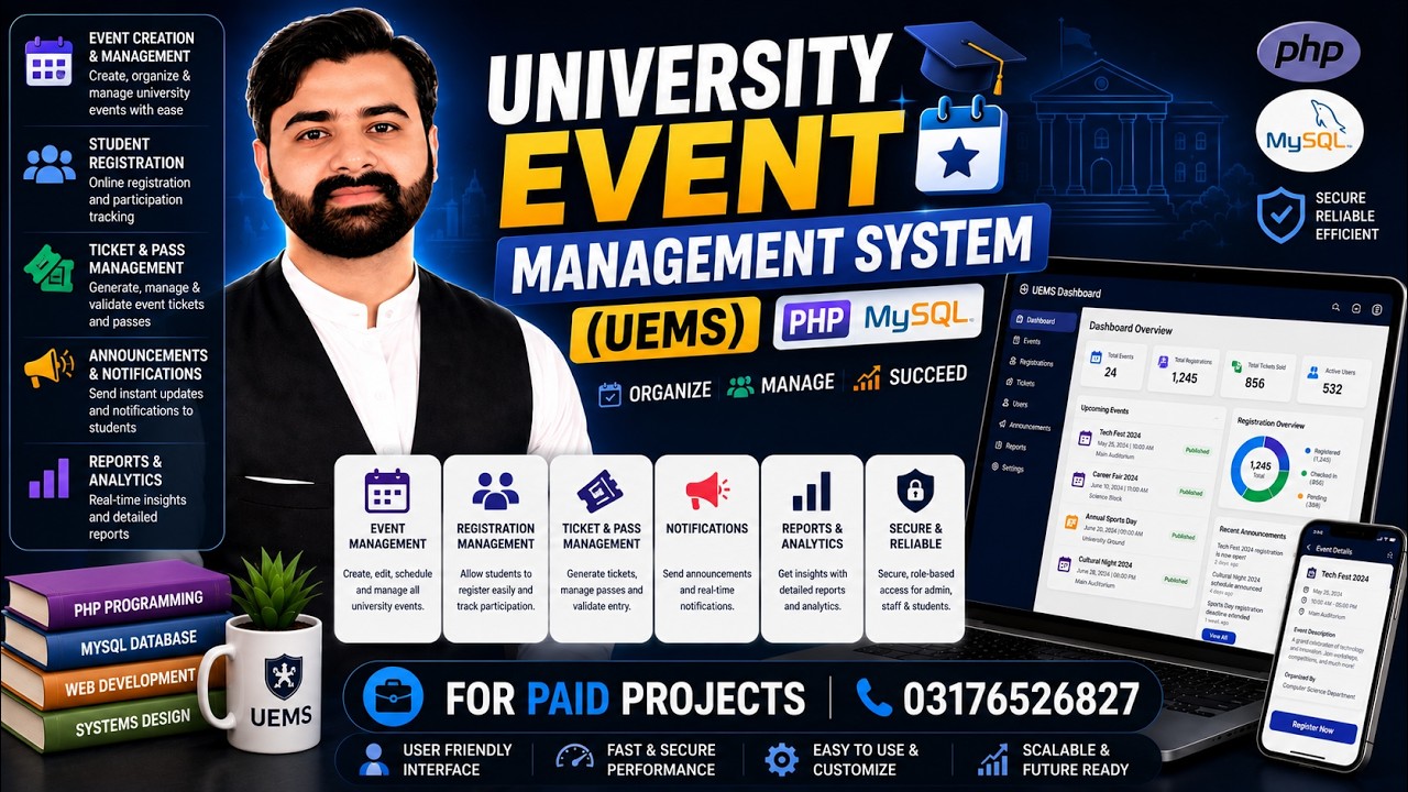 University Event Management System UEMS Using PHP MySQL | CS619 Complete Final Year Project