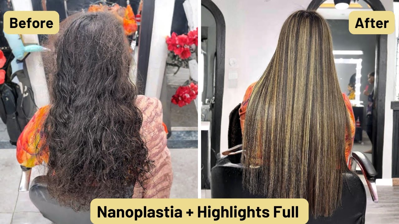 Rough Hair to Smooth Shine ✨ | Nanoplastia + Highlights Full Transformation 💇‍♀️ #Shorts