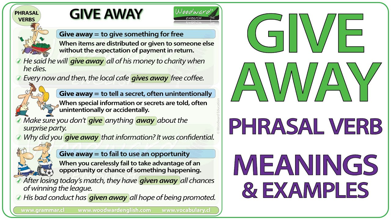 GIVE AWAY - Phrasal Verb Meaning & Examples in English | Learn English Phrasal Verbs