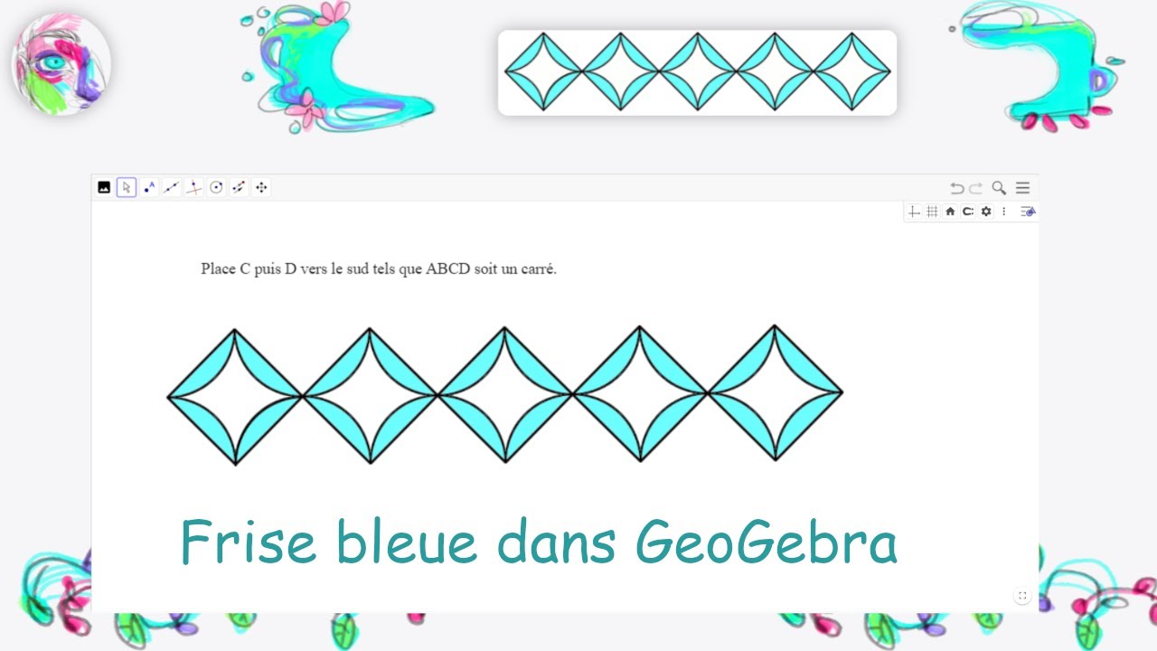 Frise bleue dans GeoGebra avec translations