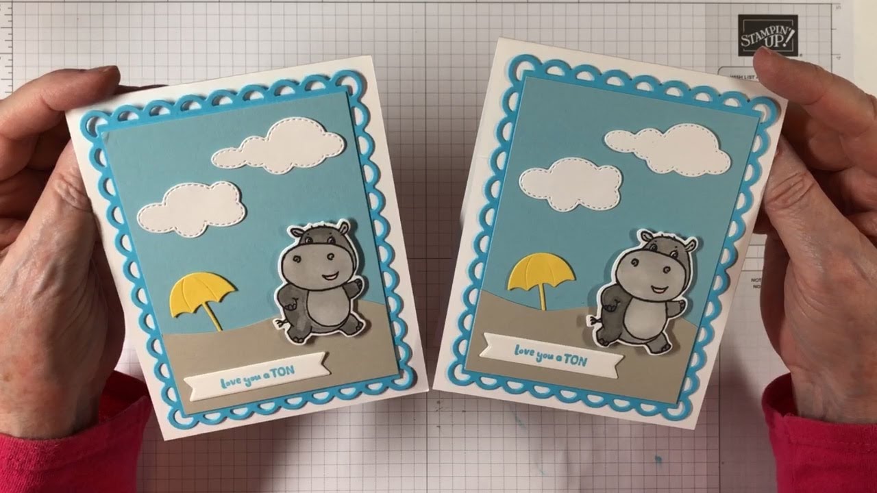 Pop Up Birthday Card Stampin' Up! Hippest Hippo Stamps - Hippo Dies - Free Sale-a-bration items