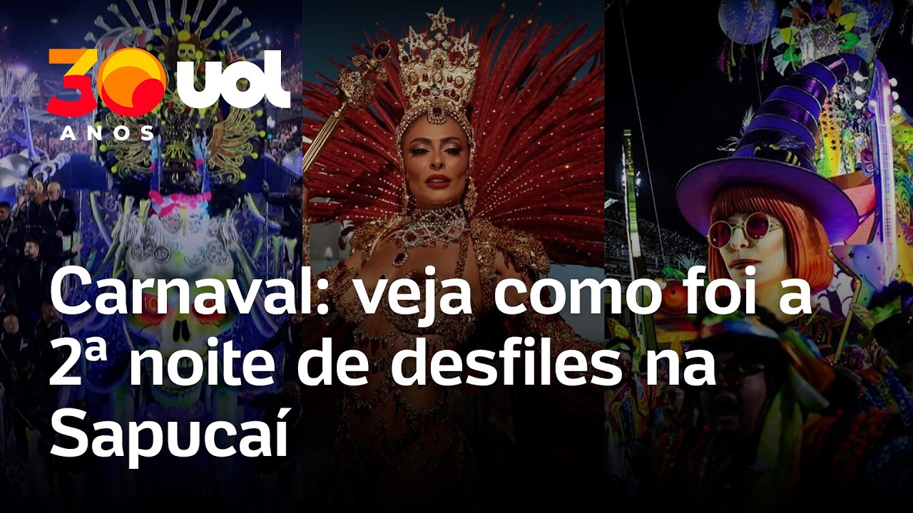 Carnaval no Rio: 2ª noite de desfiles tem homenagens a Rita Lee e volta de Juliana Paes à Viradouro