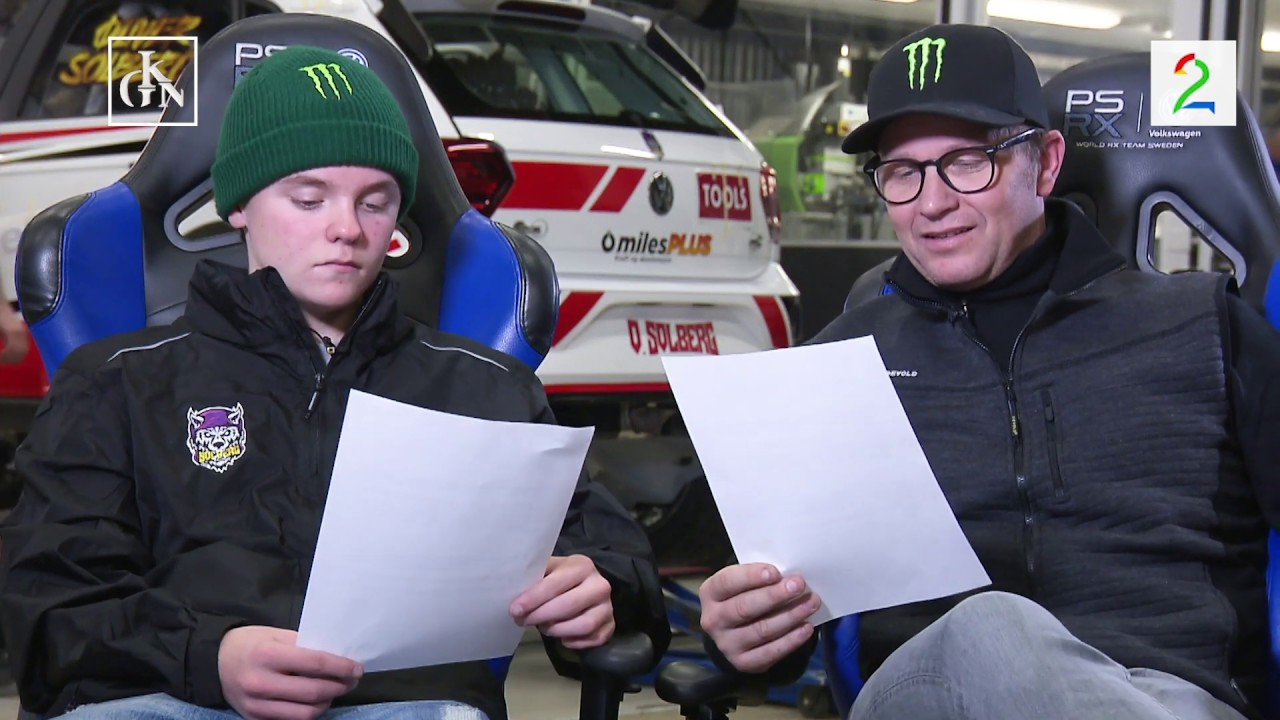 Hvem er best i engelsk av Petter Solberg og sønnen Oliver?