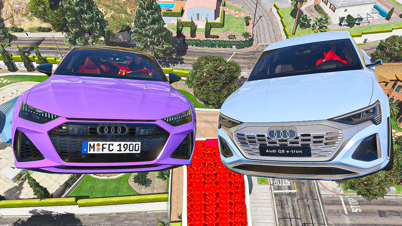 Elektrikli Audi Arabalar vs Benzinli Audi Arabalar Lav Havuzunda - GTA 5 MODS