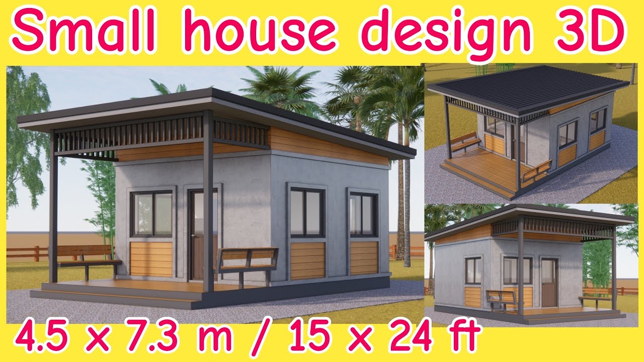 Beautiful small house design idea | Budget house | Simple house | 3D house plan 4.5x7.3 m | 15x24 ft