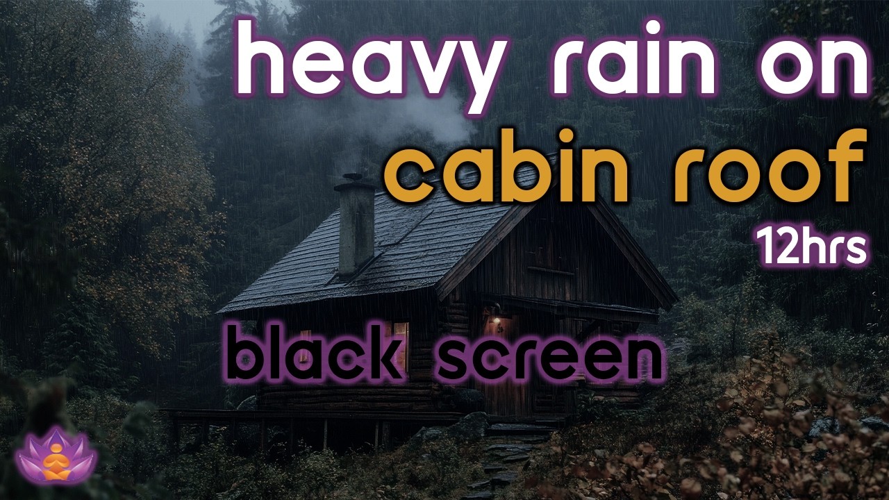 [Black Screen] Sleeping Inside a Forest Cabin &ndash; Heavy Rain on Roof | No Thunder